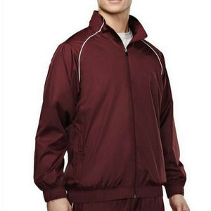 Tri-Mountain Windbreaker Jacket Men 2XL Maroon Mesh Lining Full Zip Outdoors NWT